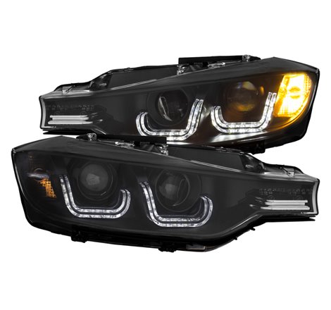 ANZO 2012-2015 BMW 3 Series Projector Headlights w/ U-Bar Black