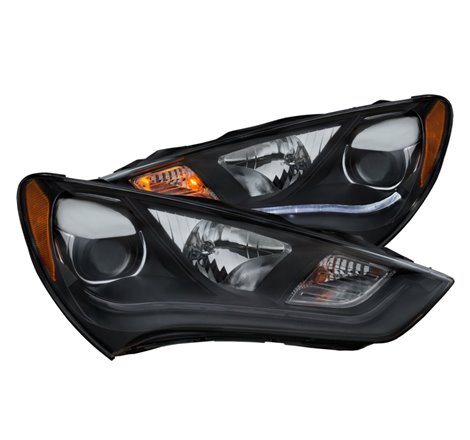 ANZO 2013-2015 Hyundai Genesis Projector Headlights w/ Plank Style Design Black (HID Compatible)