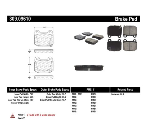 StopTech Performance ST-22 2-Piston Rear Caliper Brake Pads