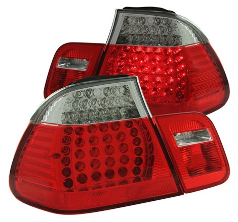 ANZO 1999-2001 BMW 3 Series E46 LED Taillights Red/Clear 4pc