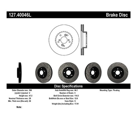 StopTech Nissan 370Z / 01-03 Acura CL / 06 EL / 04-09 TSX / 03-07 Honda Accord Coupe M/T / 05-08 Se