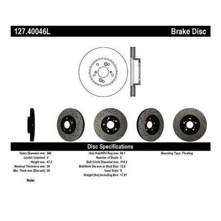 StopTech Nissan 370Z / 01-03 Acura CL / 06 EL / 04-09 TSX / 03-07 Honda Accord Coupe M/T / 05-08 Se