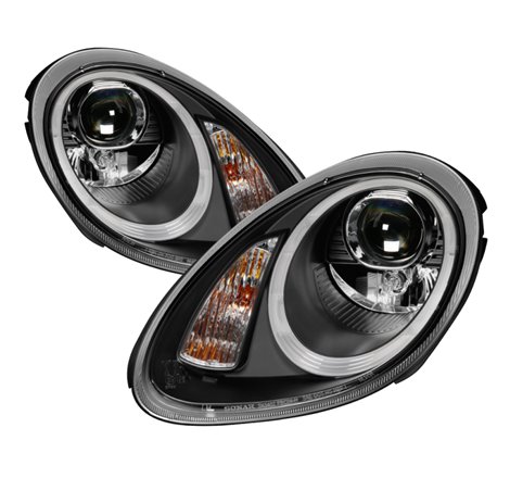 Spyder Porsche Cayman 05-08 Headlights - Halogen Model Only - DRL LED - Black PRO-YD-P98705-DRL-BK