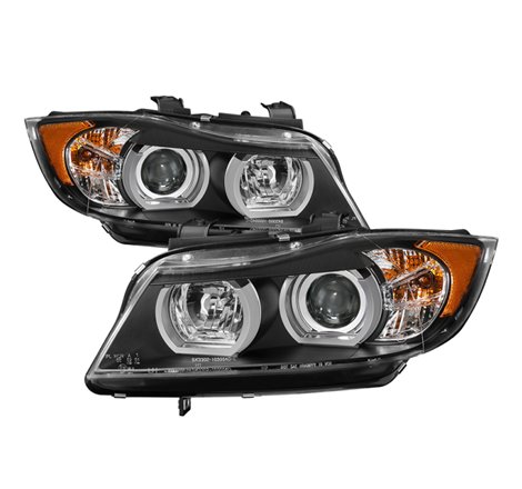 Spyder BMW E90 3-Series 06-08 4DR Headlights - Halogen Model Only - Black PRO-YD-BMWE9005V2-AM-BK