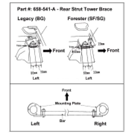 Cusco Strut Bar Type-AS Rear 20mm Round Subaru Forester SF/SG (Rear Panel Trimming Requried)