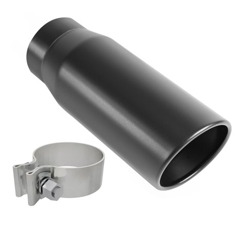 MagnaFlow Tip Black Coated  w/ Clamp Single Wall Round Outlet 4in Diameter 3in Inlet 12in Length