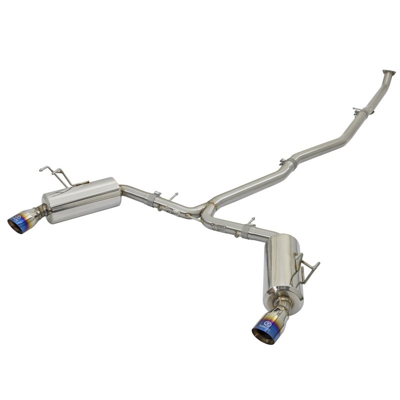 aFe POWER Takeda 16-17 Honda Civic I4-1.5L (t) 2.5-2.25in 304 SS CB Dual-Exit Exhaust Blue Tips