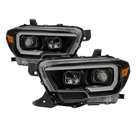 xTune Toyota Tacoma 16-18 DRL Light Bar Projector Headlights - Black PRO-JH-TTA16-LBDRL-BK