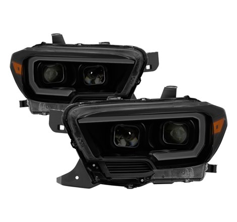 xTune Toyota Tacoma 16-18 DRL Light Bar Projector Headlights - Black Smoked PRO-JH-TTA16-LBDRL-BSM