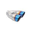 Vibrant 2.5in ID Dual 3.5in OD Round SS Tips (Single Wall Angle Cut) w/Burnt Blue Finish