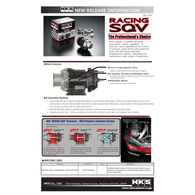 HKS Racing SQV Universal BOV