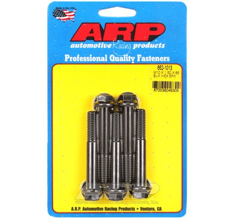 ARP M10 x 1.50 x 65 Hex Black Oxide Bolts (5/pkg)