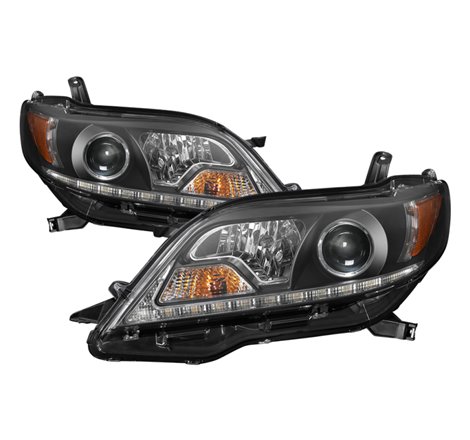 Spyder Toyota Sienna 2011-2014  Projector Headlights - DRL LED - Black PRO-YD-TSEN11-DRL-BK