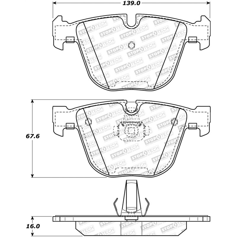 StopTech 10-16 BMW 5-Series Street Performance Rear Brake Pads