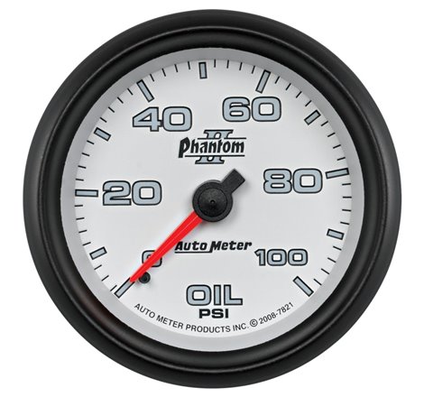 Autometer Phantom II 2-5/8in 100 PSI Mechanical Oil Pressure Gauge