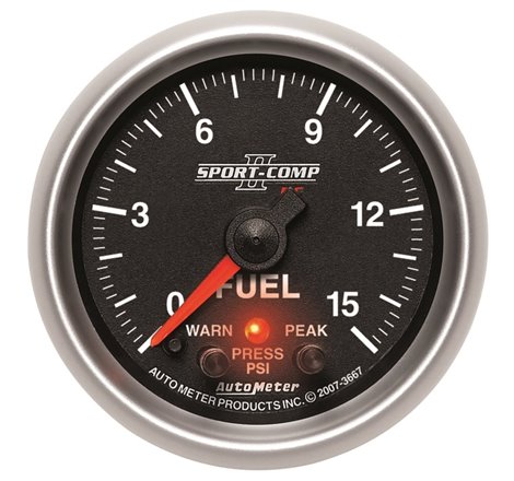 Autometer Sport-Comp II 2-1/16in 0-15 PSI Fuel Pressure Gauge