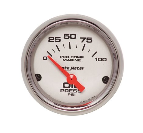 Autometer Ultra-Lite 2-1/16in Electric 100 PSI Oil Pressure Gauge Marine Chrome