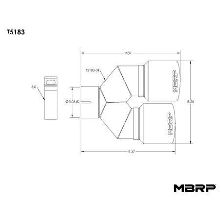 MBRP 3in ID / Dual 4in OD Out Staggered L 9.37in / R 9.87in Single Wall T304 SS Univ Exhaust Tip