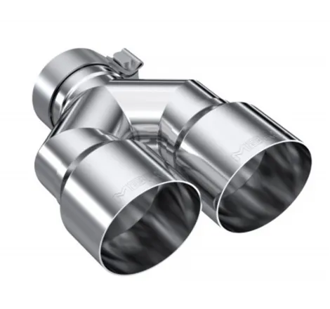 MBRP 3in ID / Dual 4in OD Out Staggered L 9.37in / R 9.87in Single Wall T304 SS Univ Exhaust Tip