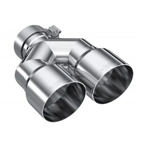 MBRP 3in ID / Dual 4in OD Out Staggered L 9.37in / R 9.87in Single Wall T304 SS Univ Exhaust Tip