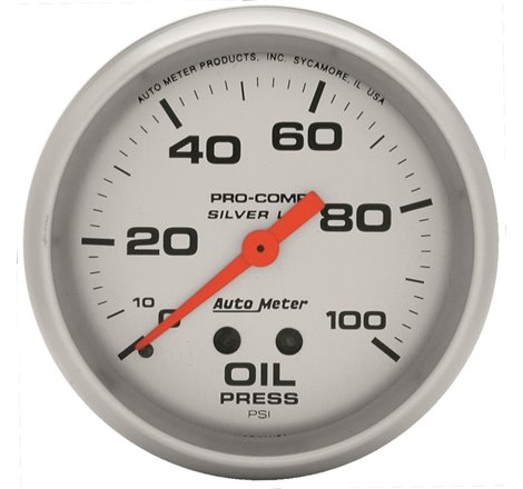 Autometer Ultra-Lite 2.625in Liquid Filled Mechanical 100 PSI Silver Oil Pressure Gauge