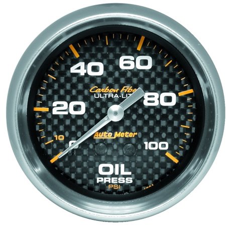 Autometer Ultra-Lite 2.625in Mechanical 100 PSI Oil Pressure Gauge - Carbon Fiber