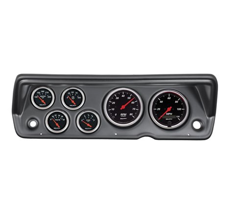 Autometer Designer Black 70-76 Duster/Demon/Dart Dash Kit 6pc Tach / MPH / Fuel / Oil / WTMP / Volt