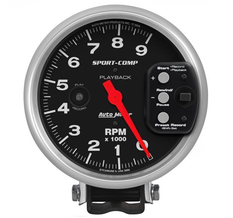 Autometer Sport-Comp 5 inch 9000 RPM Pedestal Mount Tachometer w/ RPM Playback