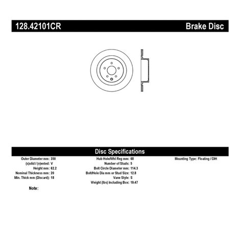 StopTech 13-17 Nissan 370Z Sport Cryo Drilled Right Rear Rotor