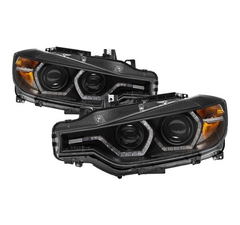 Spyder 12-14 BMW F30 3 Series 4DR Projector Headlights - LED DRL - Black (PRO-YD-BMWF3012-DRL-BK)