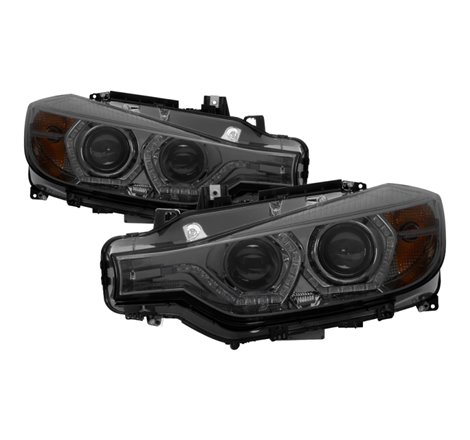 Spyder 12-14 BMW F30 3 Series 4DR Projector Headlights - LED DRL - Smoke (PRO-YD-BMWF3012-DRL-SM)