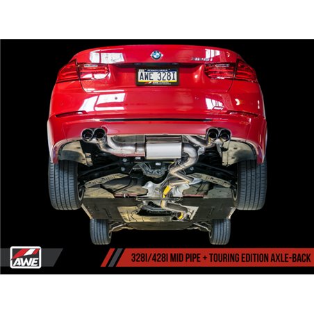 AWE Tuning BMW F3X N20/N26 328i/428i Touring Edition Exhaust Quad Outlet - 80mm Diamond Black Tips