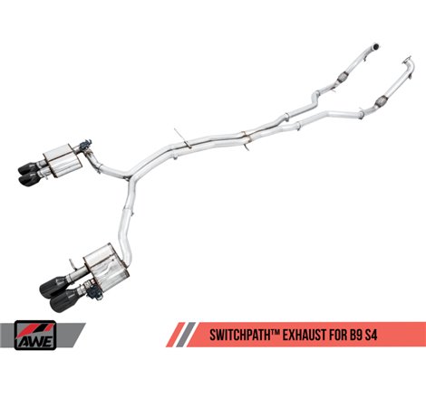 AWE Tuning Audi B9 S4 SwitchPath Exhaust - Non-Resonated (Black 102mm Tips)