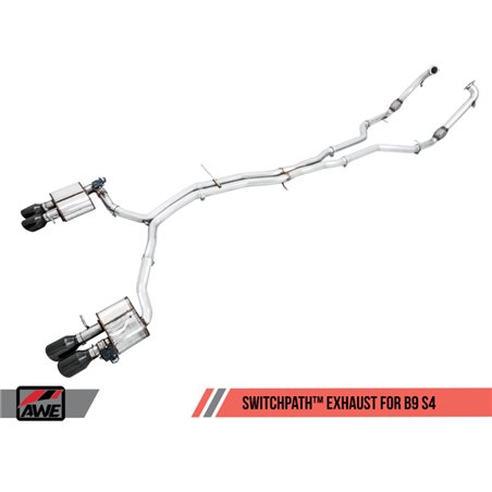 AWE Tuning Audi B9 S4 SwitchPath Exhaust - Non-Resonated (Black 102mm Tips)