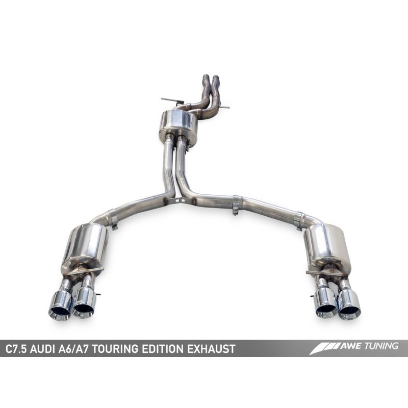 AWE Tuning Audi C7.5 A7 3.0T Touring Edition Exhaust - Quad Outlet Diamond Black Tips