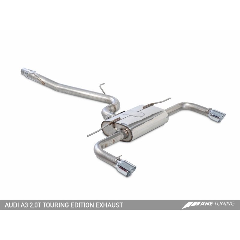 AWE Tuning Audi 8V A3 Touring Edition Exhaust - Dual Outlet Chrome Silver 90 mm Tips