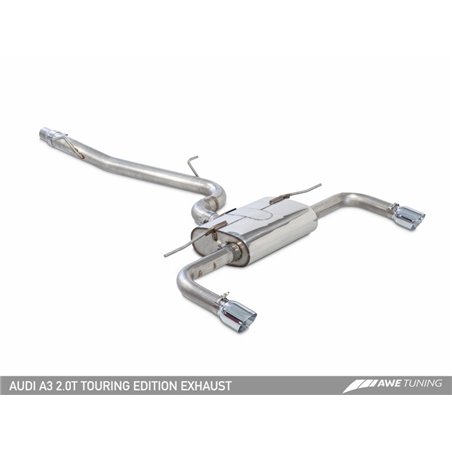 AWE Tuning Audi 8V A3 Touring Edition Exhaust - Dual Outlet Chrome Silver 90 mm Tips