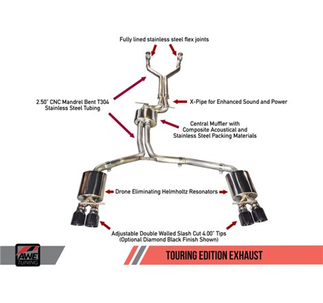 AWE Tuning Audi C7 / C7.5 S6 4.0T Touring Edition Exhaust - Polished Silver Tips