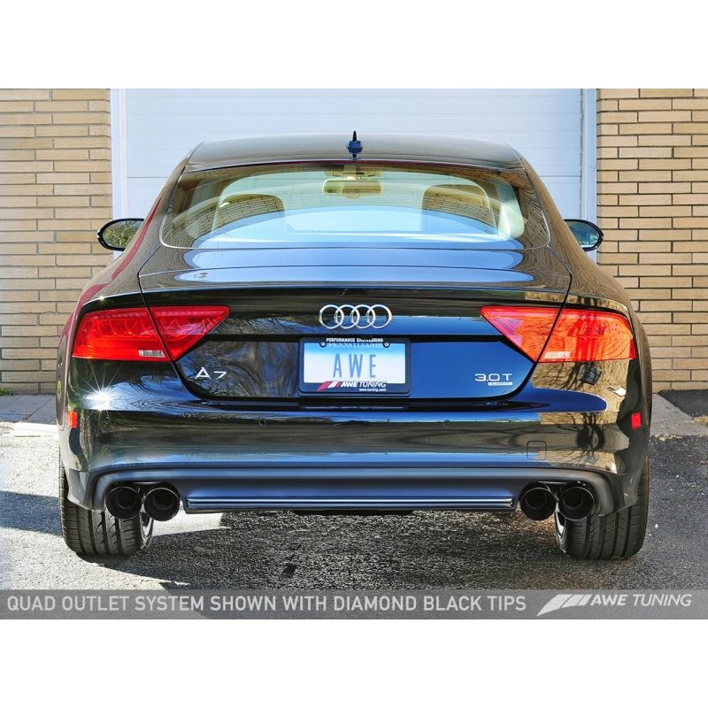 AWE Tuning Audi C7 A7 3.0T Touring Edition Exhaust - Quad Outlet Chrome Silver Tips