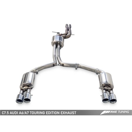 AWE Tuning Audi C7.5 A7 3.0T Touring Edition Exhaust - Quad Outlet Chrome Silver Tips