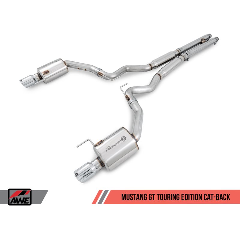 AWE Tuning S550 Mustang GT Cat-back Exhaust - Touring Edition (Chrome Silver Tips)