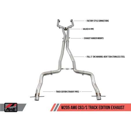 AWE Tuning Mercedes-Benz W205 AMG C63/S Coupe Track Edition Exhaust System (no tips)