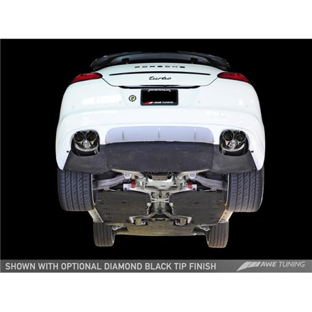 AWE Tuning Panamera Turbo Performance Exhaust System Track Edition Polished Silver Tips