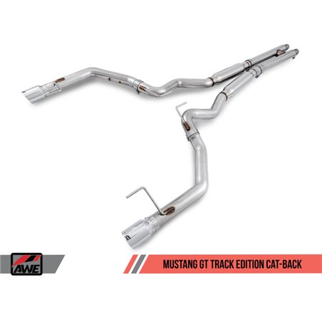 AWE Tuning S550 Mustang GT Cat-back Exhaust - Track Edition (Chrome Silver Tips)