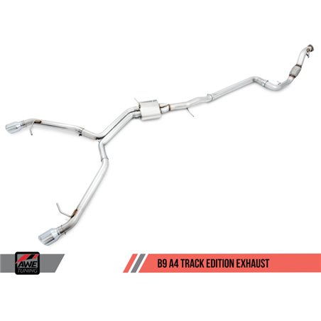 AWE Tuning Audi B9 A4 Track Edition Exhaust Dual Outlet - Chrome Silver Tips (Includes DP)