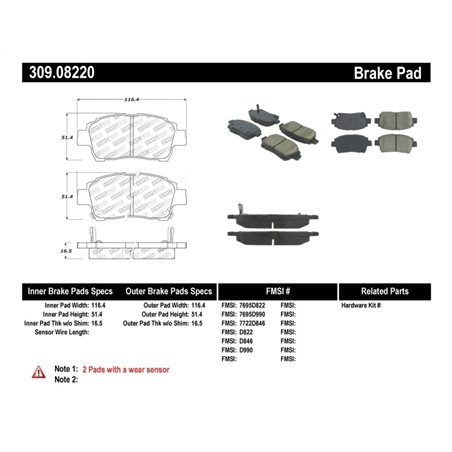 StopTech Performance 00-05 Spyder MR2 / 00 Celica GT / 04-07 xA/xB Front Brake Pads