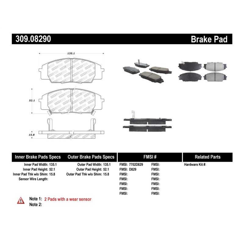 StopTech Performance 00-09 S2000/06+ Civic Si/02-06 RSX-S (non base) Front Brake Pads