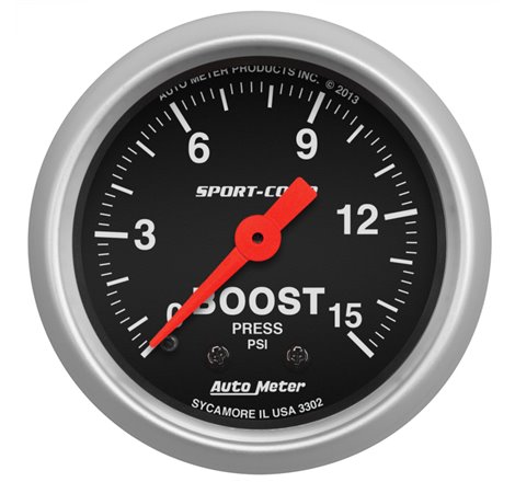 Autometer 2-1/16in 0-15 PSI Mechanical Sport-Comp Boost Pressure Gauge