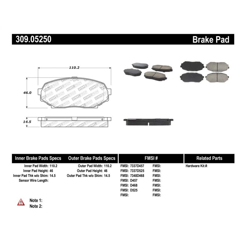 StopTech Performance 90-93 Mazda Miata Front Brake Pads D525