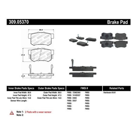 StopTech Performance 00-09 Honda S2000 / 92-07 Accord / 04-10 Acura TSX / 02-06 RSX Rear Brake Pads